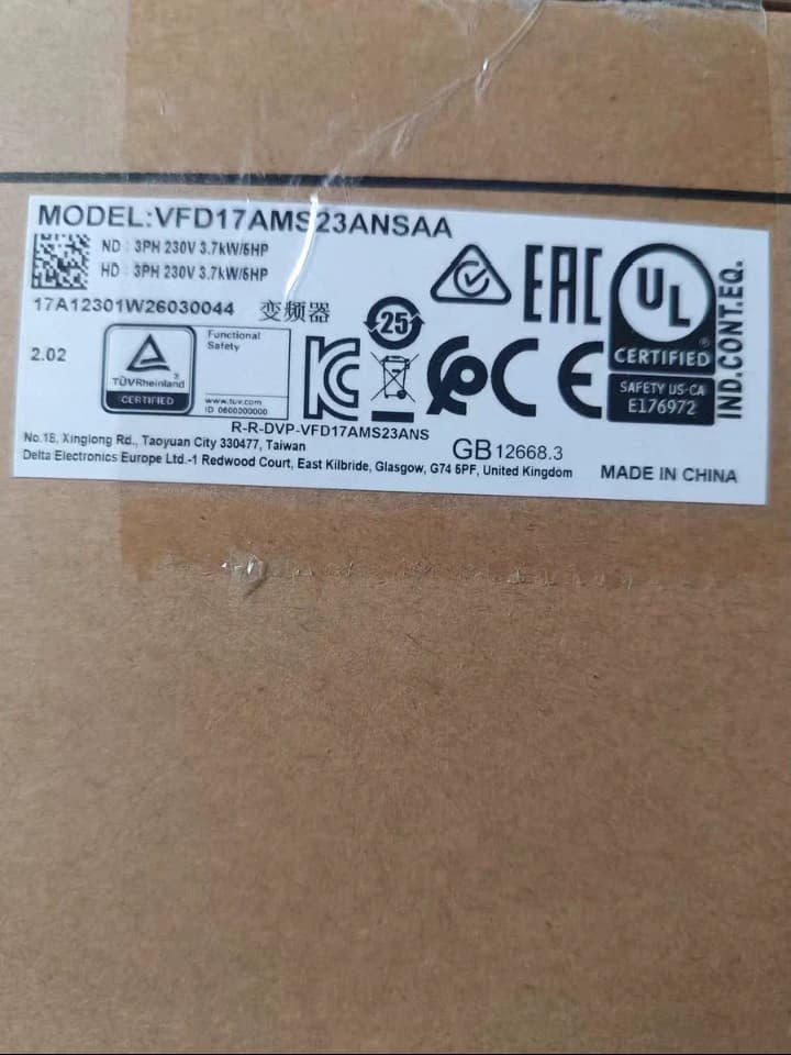 100% العلامة التجارية الجديدة الأصلية والحقيقية دلتا VFD17AMS23ANSAA 3.7KW ثلاث مراحل 220 فولت محولات التردد محرك سيرفو