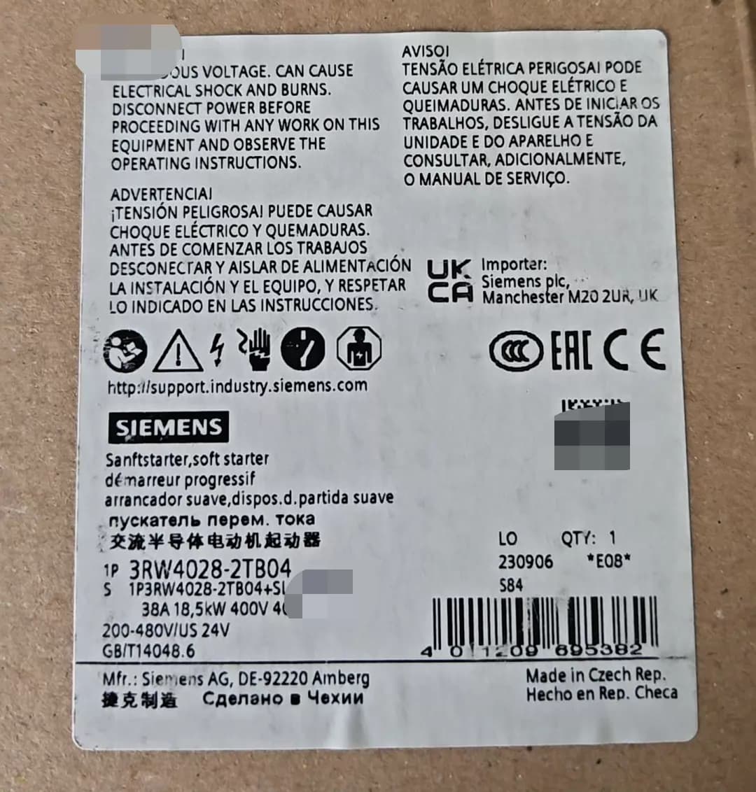 العلامة التجارية الجديدة، الأصلية، مباشرة من المصنع Siemens 3RW4028-2TB04 Soft Starter SIRIUS SOFT STARTER